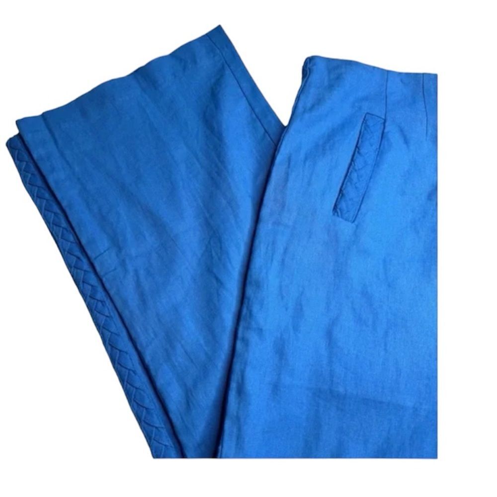 Jason Wu bright blue wide leg braided trim linen pants NWT